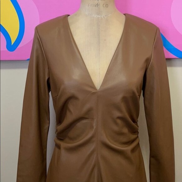 Zara Deep V neck vegan leather dress - Picture 3 of 5